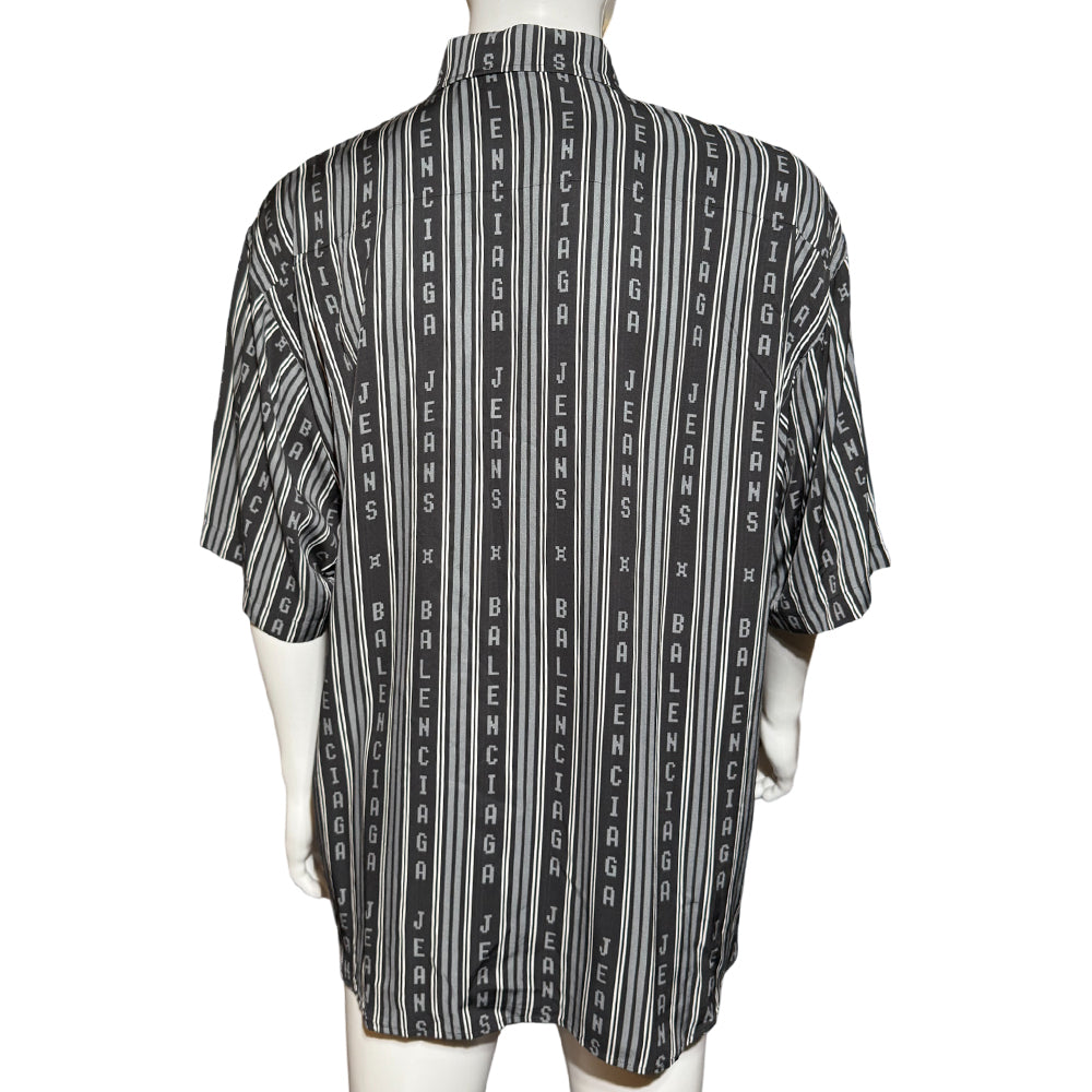 BALENCIAGA JEANS Black/Grey Short Sleeve Shirt Size 38 M LHQ1267
