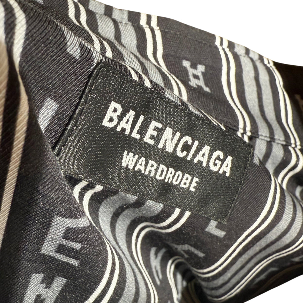BALENCIAGA JEANS Black/Grey Short Sleeve Shirt Size 38 M LHQ1267