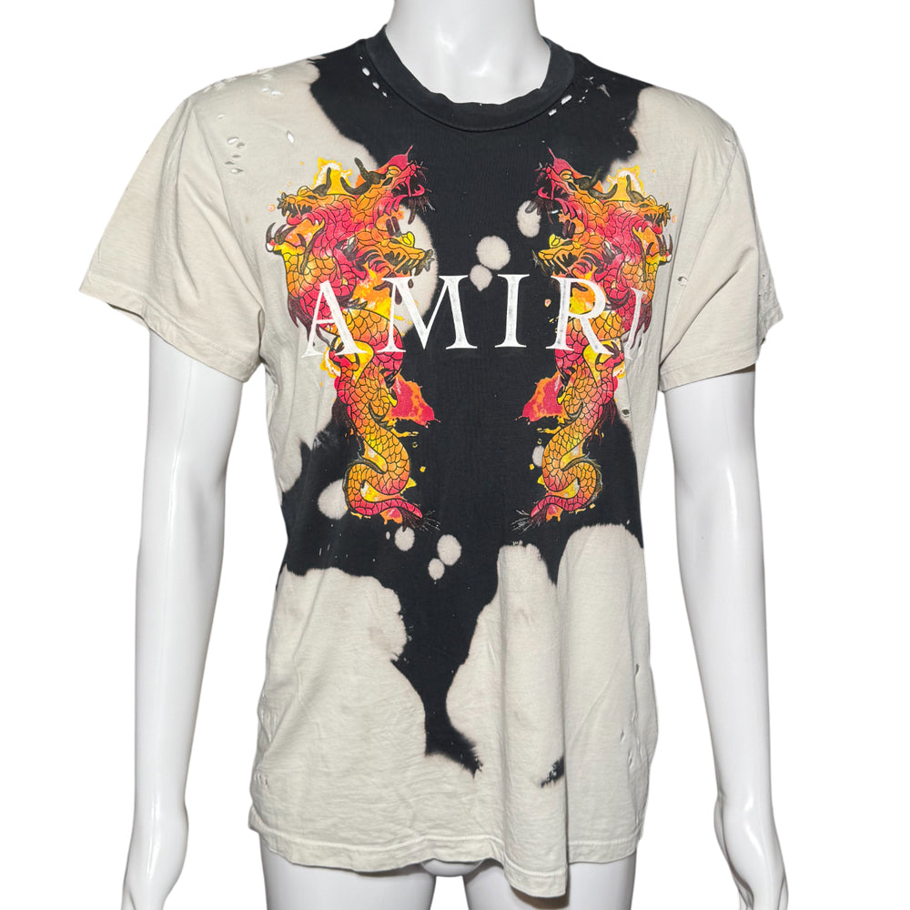AMIRI Watercolour Dragon Black/Off White T-Shirt Size XS LHQ1271