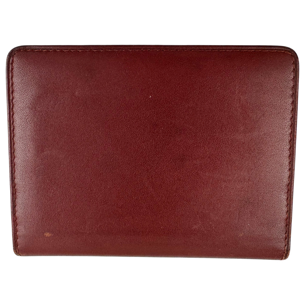 CARTIER Must Line Leather Bifold ID Holder Wallet Purse Bordeaux LHQ1289