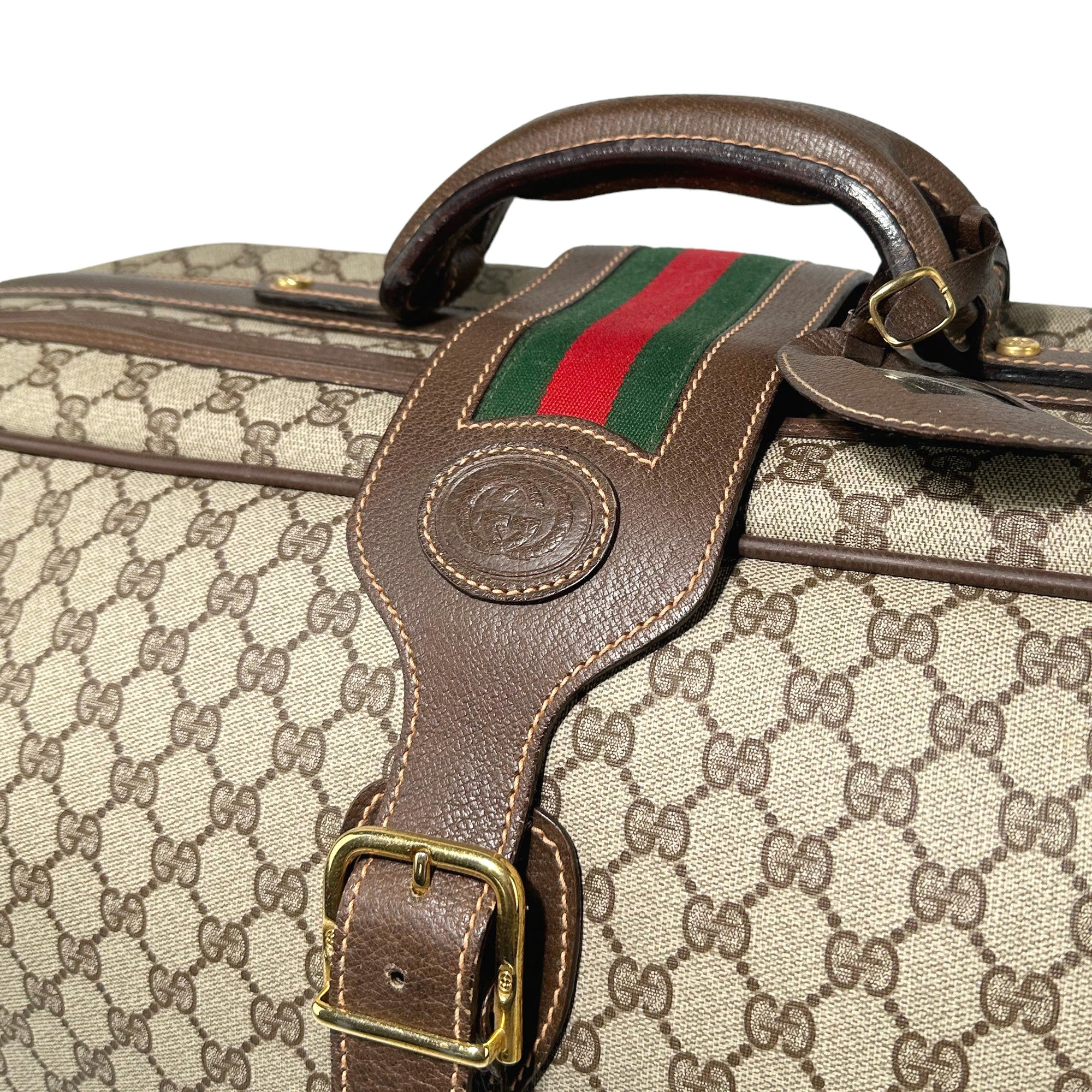 GUCCI Valigia Vintage Marrone GG PVC Canvas LHQ13