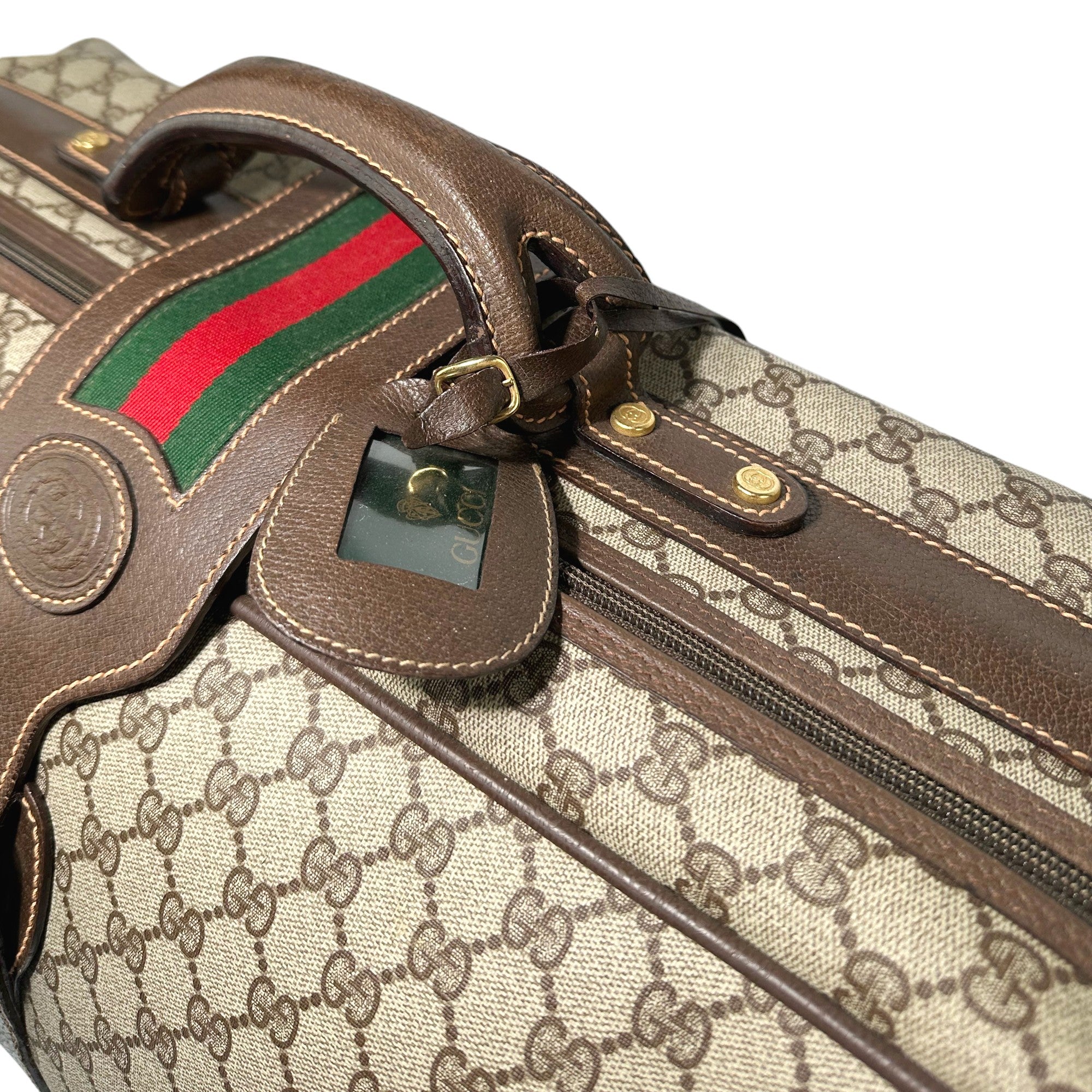 GUCCI Valigia Vintage Marrone GG PVC Canvas LHQ13