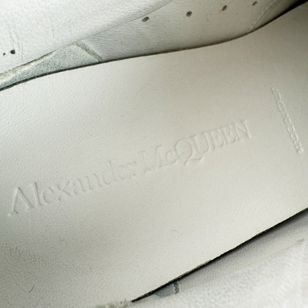 ALEXANDER McQUEEN White Leather Blue Suede Court Trainers Size 6 LHQ1300