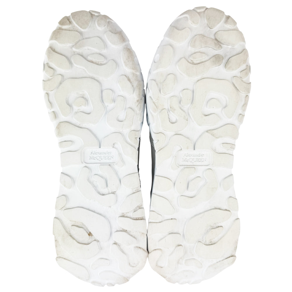 ALEXANDER McQUEEN White Leather Blue Suede Court Trainers Size 6 LHQ1300