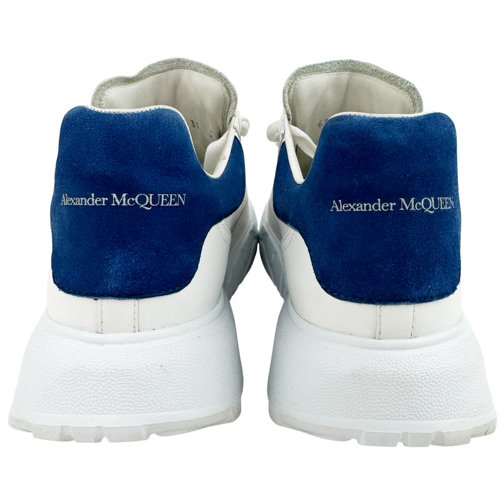 ALEXANDER McQUEEN White Leather Blue Suede Court Trainers Size 6 LHQ1300