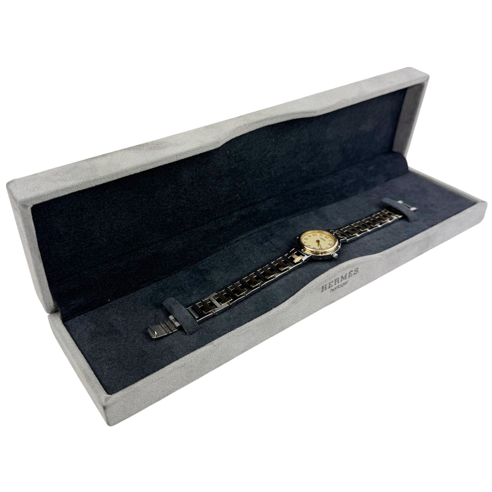 HERMES Clipper Silver 2 Tone Ladies Watch LHQ1308