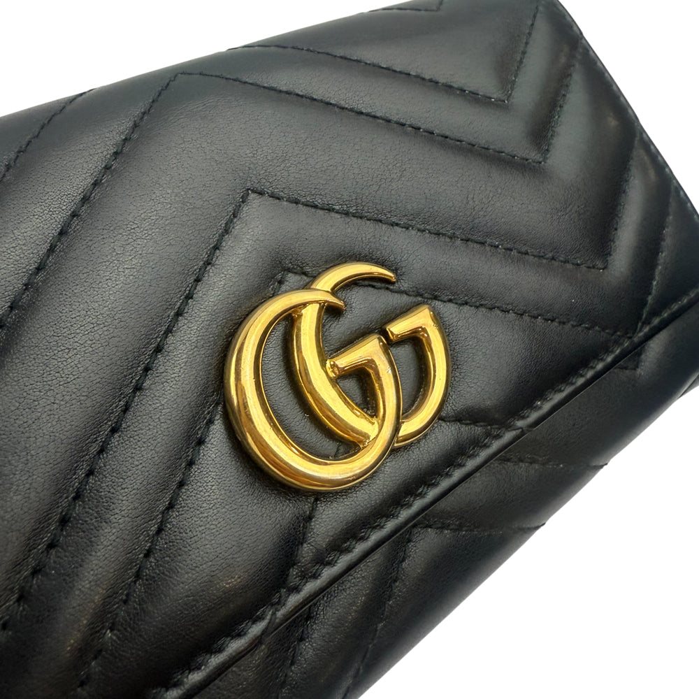 GUCCI Marmont Chevron Black Leather Purse LHQ1312