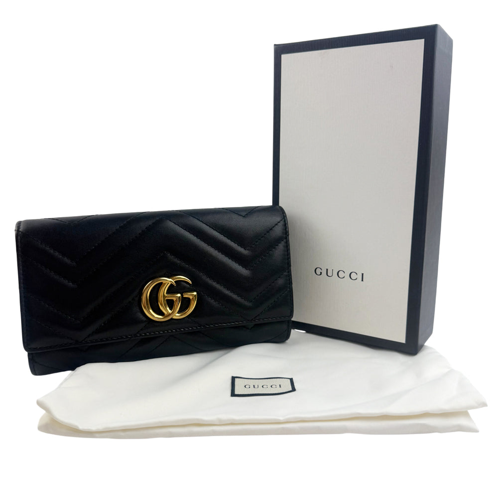 GUCCI Marmont Chevron Black Leather Purse LHQ1312