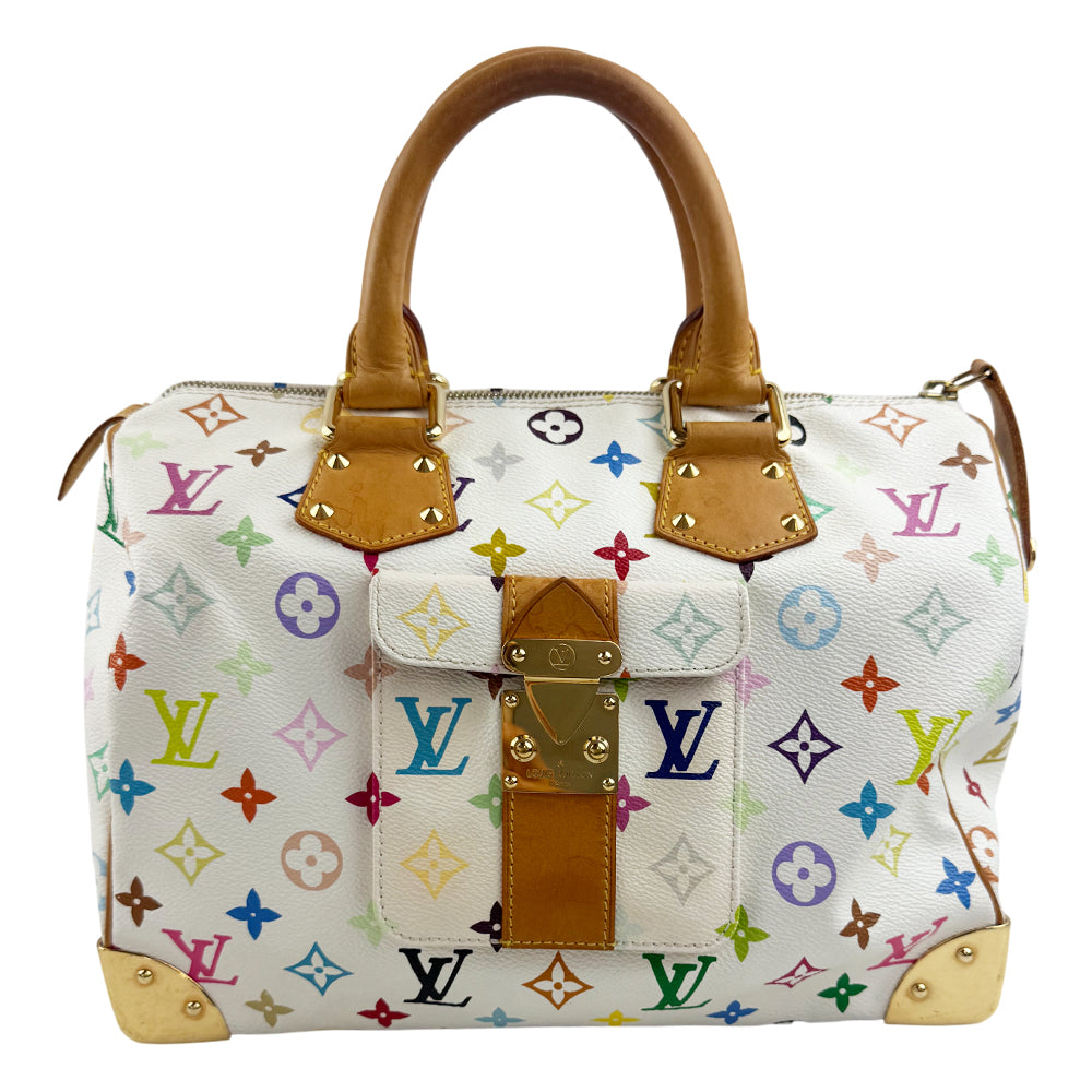 LOUIS VUITTON Multi Colour Speedy 30 White Bag Takashi Murakami LHQ1313