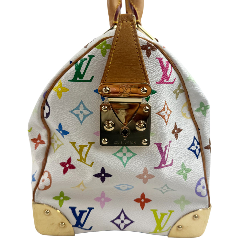 LOUIS VUITTON Multi Colour Speedy 30 White Bag Takashi Murakami LHQ1313