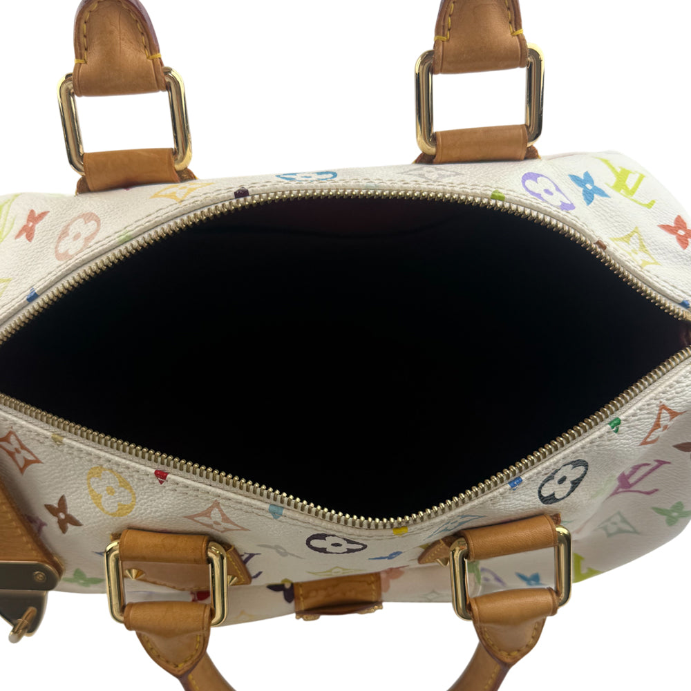 LOUIS VUITTON Multi Colour Speedy 30 White Bag Takashi Murakami LHQ1313
