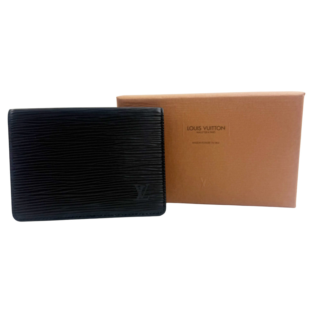 LOUIS VUITTON Black Leather Epi ID Card Holder LHQ1318