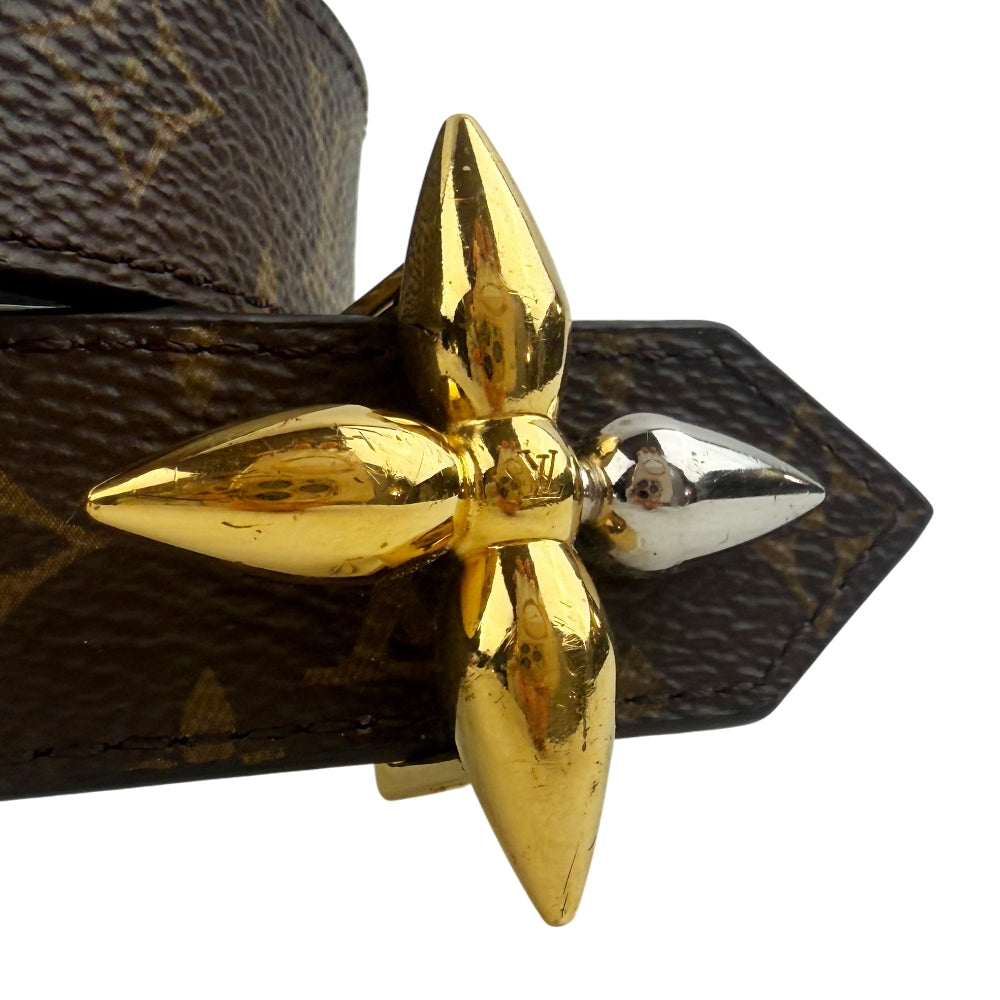 LOUIS VUITTON Monogram Flowergram Reversible Belt Size 32 LHQ1321