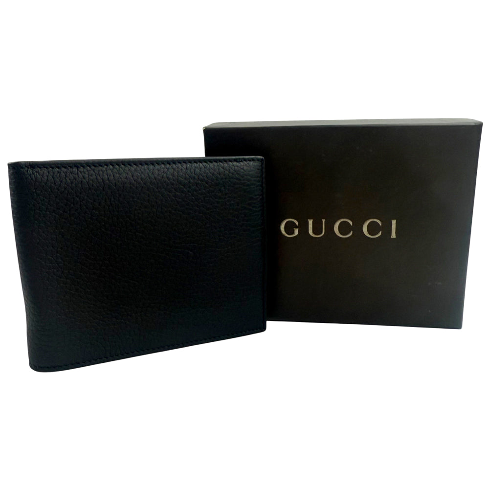 GUCCI Black Leather Bifold Wallet With Box LHQ1327