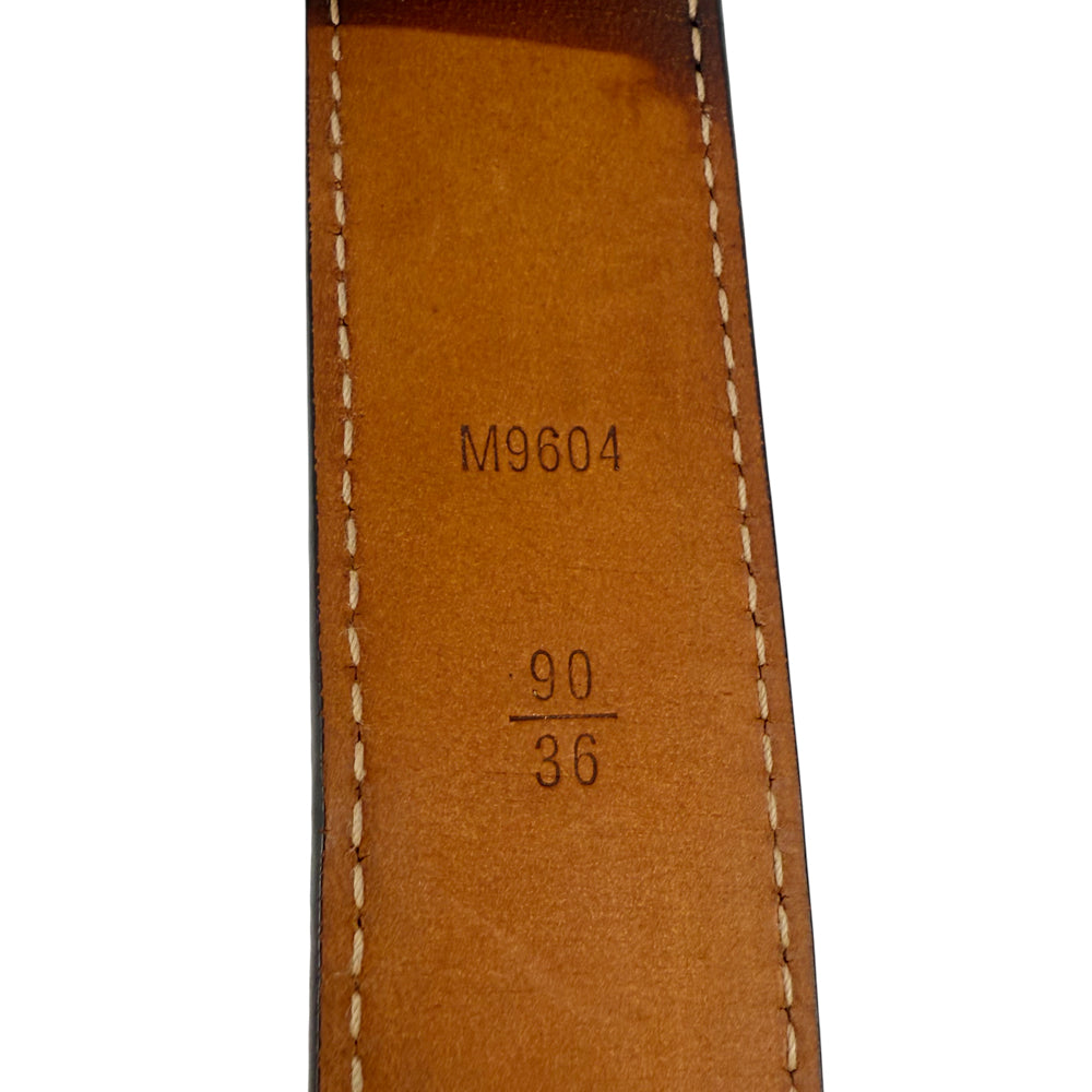 LOUIS VUITTON Epi Centur Initial Black Leather Mens Belt Sz 34-36 LHQ1332