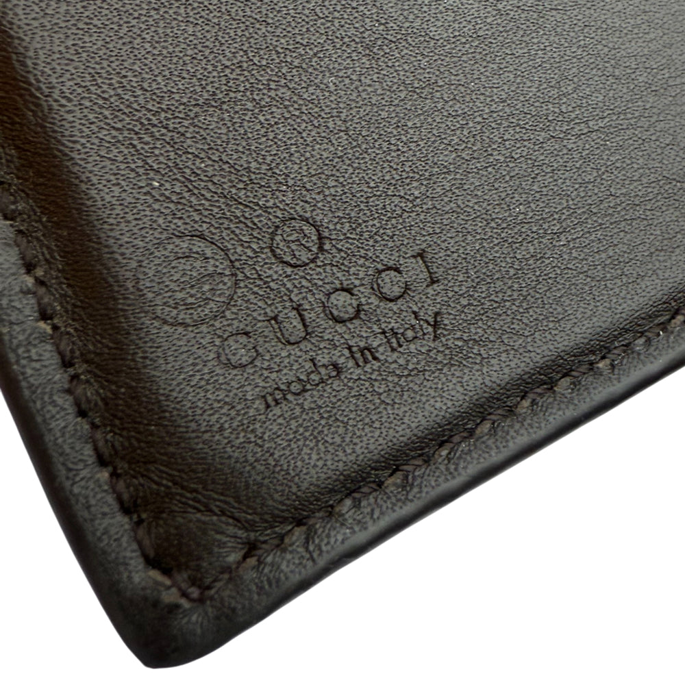 GUCCI Guccissima Dark Brown Leather Bifold Wallet With Box LHQ1333