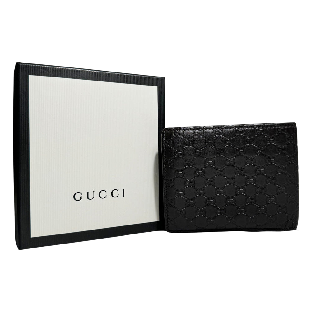 GUCCI Guccissima Dark Brown Leather Bifold Wallet With Box LHQ1333