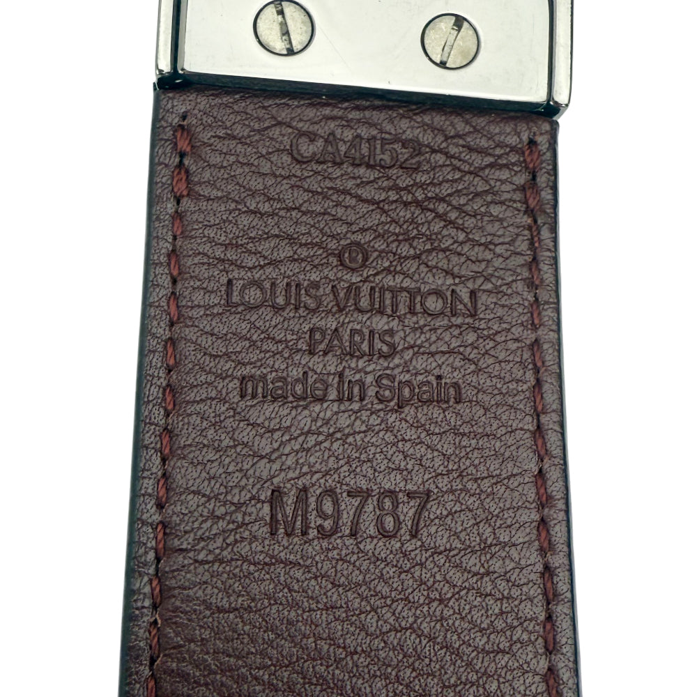 LOUIS VUITTON Damier Graphite Brown Leather Belt Size 42" LHQ1335