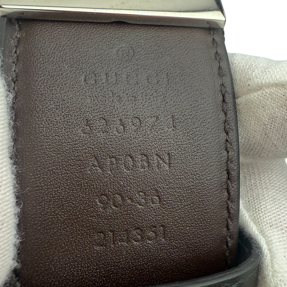 GUCCI Square G Buckle Reversible Black/Brown Leather Belt Size 36" LHQ1336