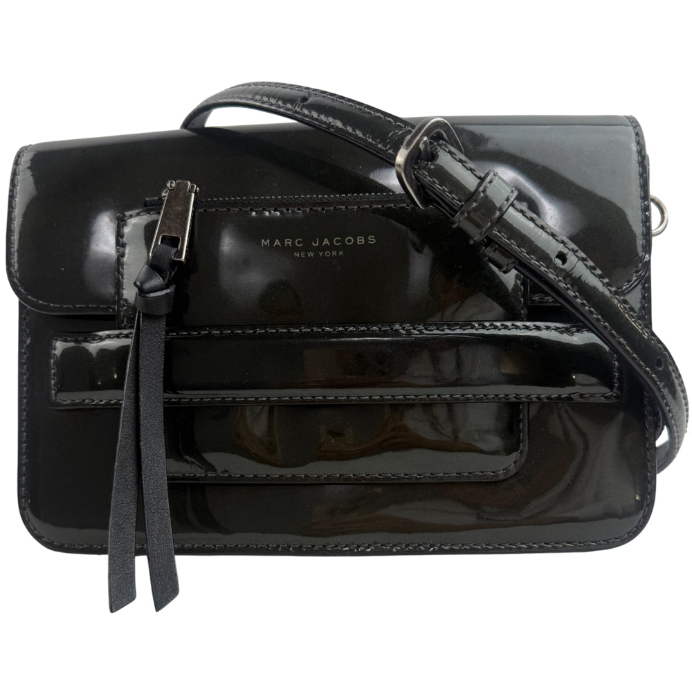 MARC JACOBS Black Leather Patent Shoulder Bag LHQ1345
