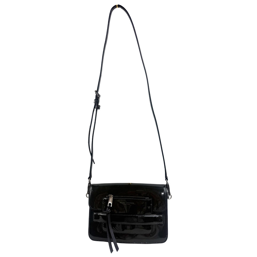 MARC JACOBS Black Leather Patent Shoulder Bag LHQ1345