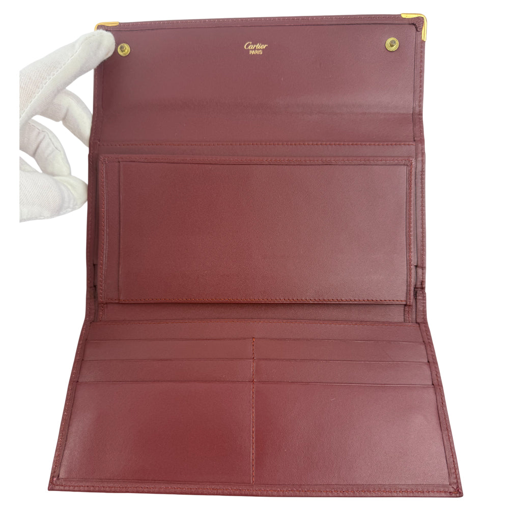 CARTIER Must Line Leather Long Purse Bordeaux LHQ1351
