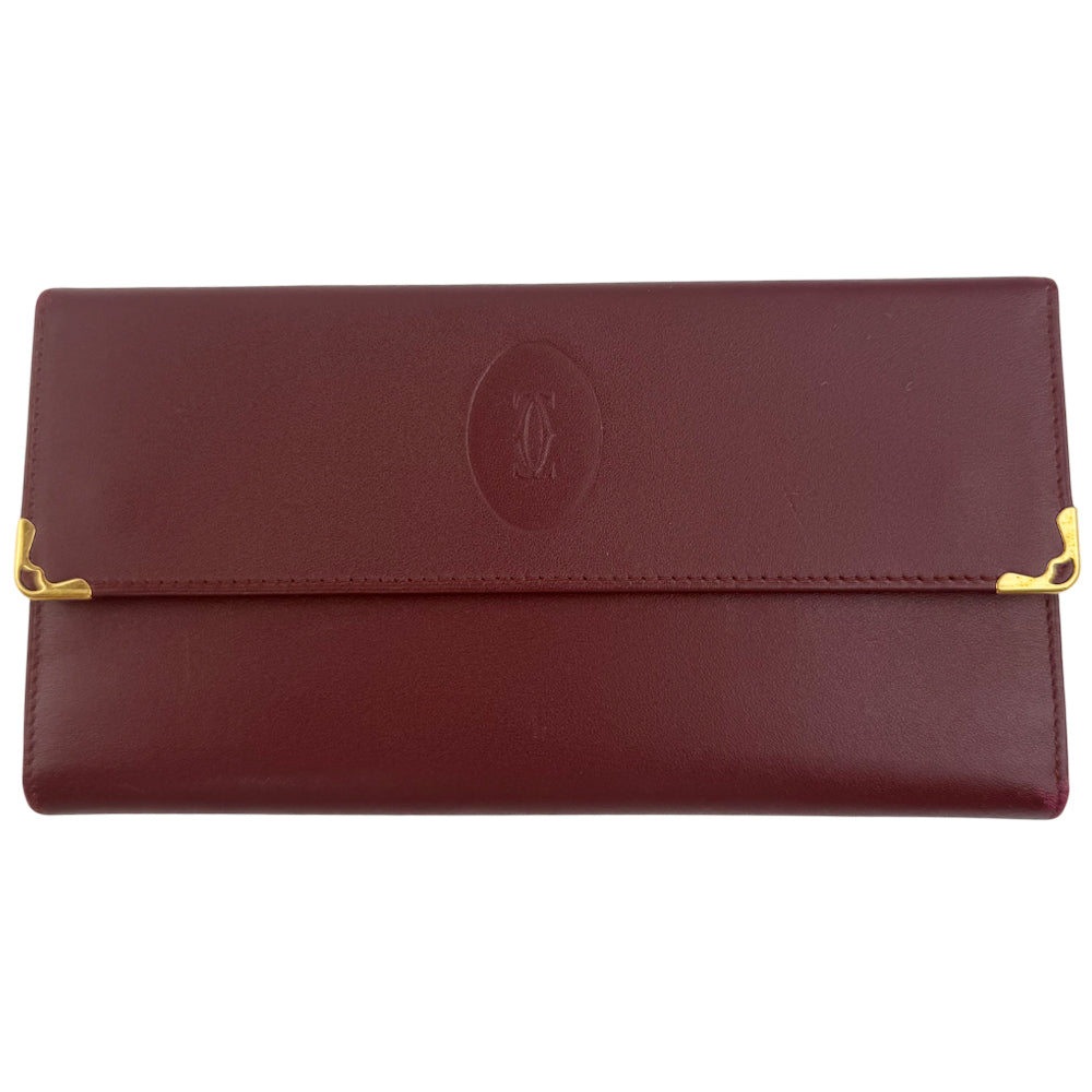 CARTIER Must Line Leather Long Purse Bordeaux LHQ1351