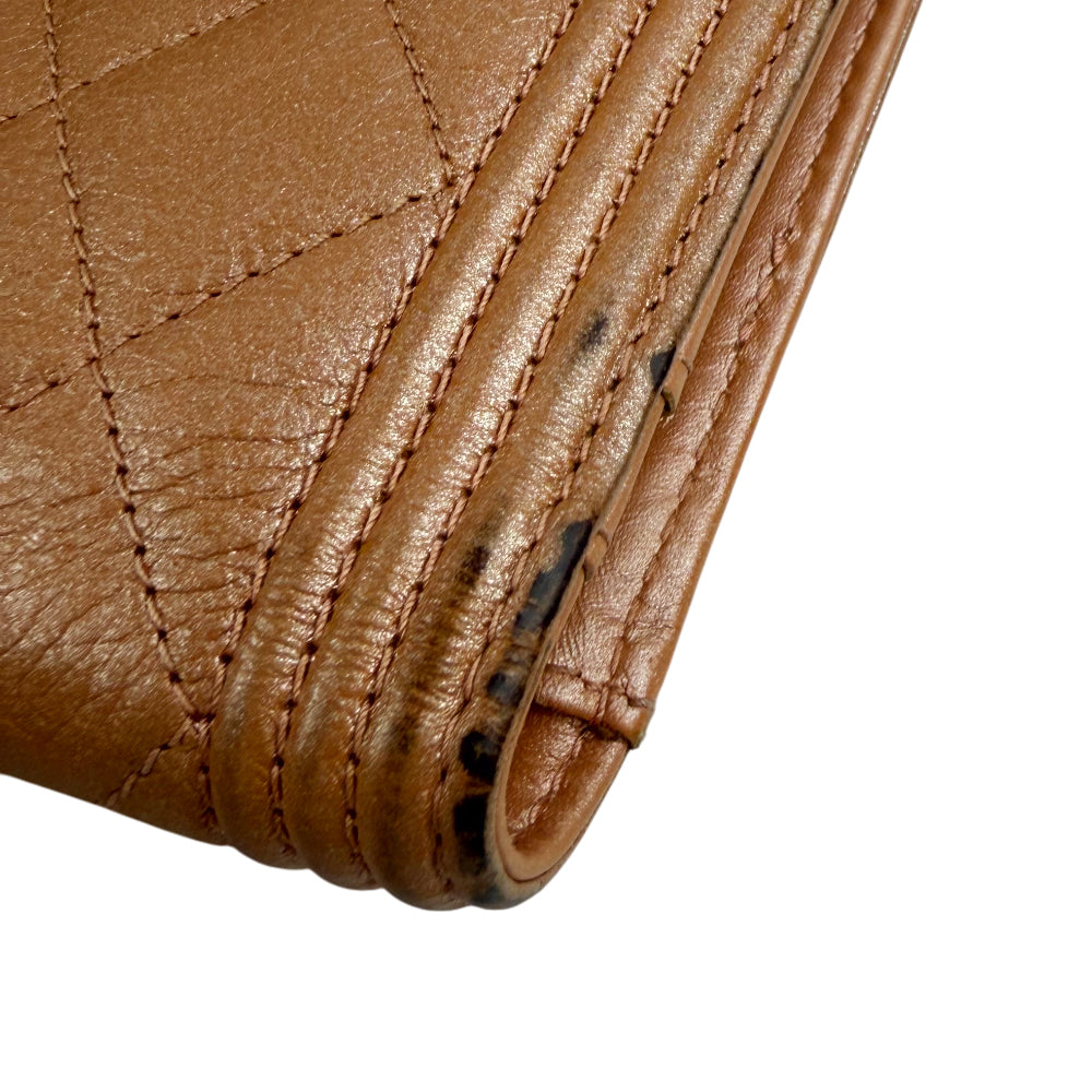 CHANEL Matelasse Rose Gold Boy Long Purse LHQ1353