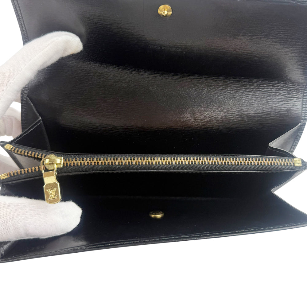 LOUIS VUITTON Sarah Epi Black Leather Long Purse LHQ1356