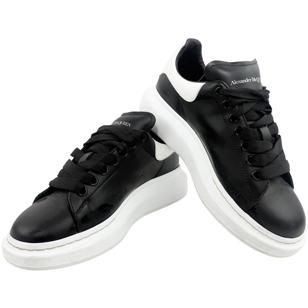 ALEXANDER MCQUEEN Black & White Leather Trainers Size 6 LHQ1358