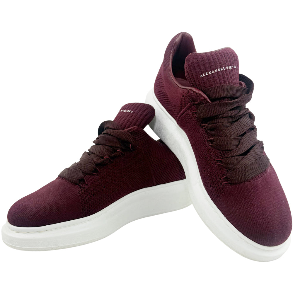 ALEXANDER MCQUEEN Burgundy & White Canvas Trainers Size 6 LHQ1359