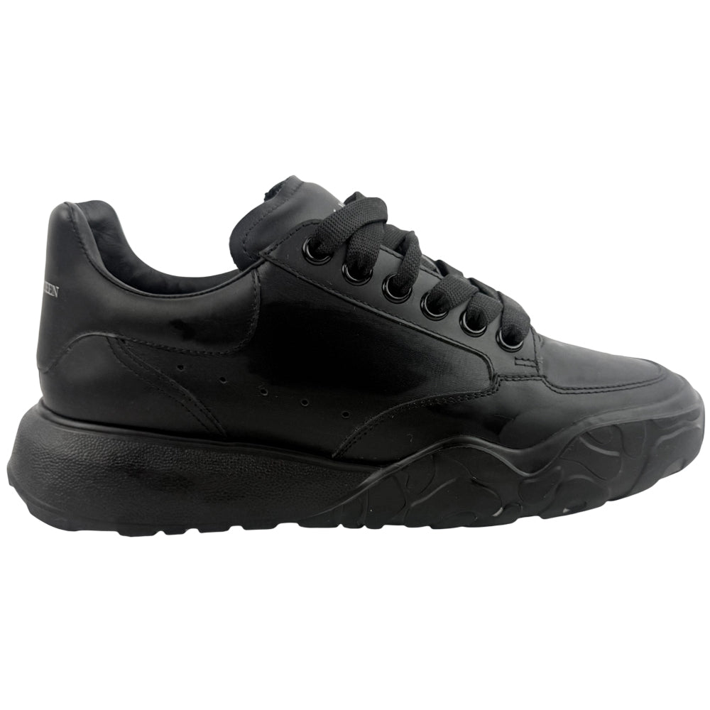 ALEXANDER McQUEEN Black Leather Court Trainers Size 6 LHQ1360
