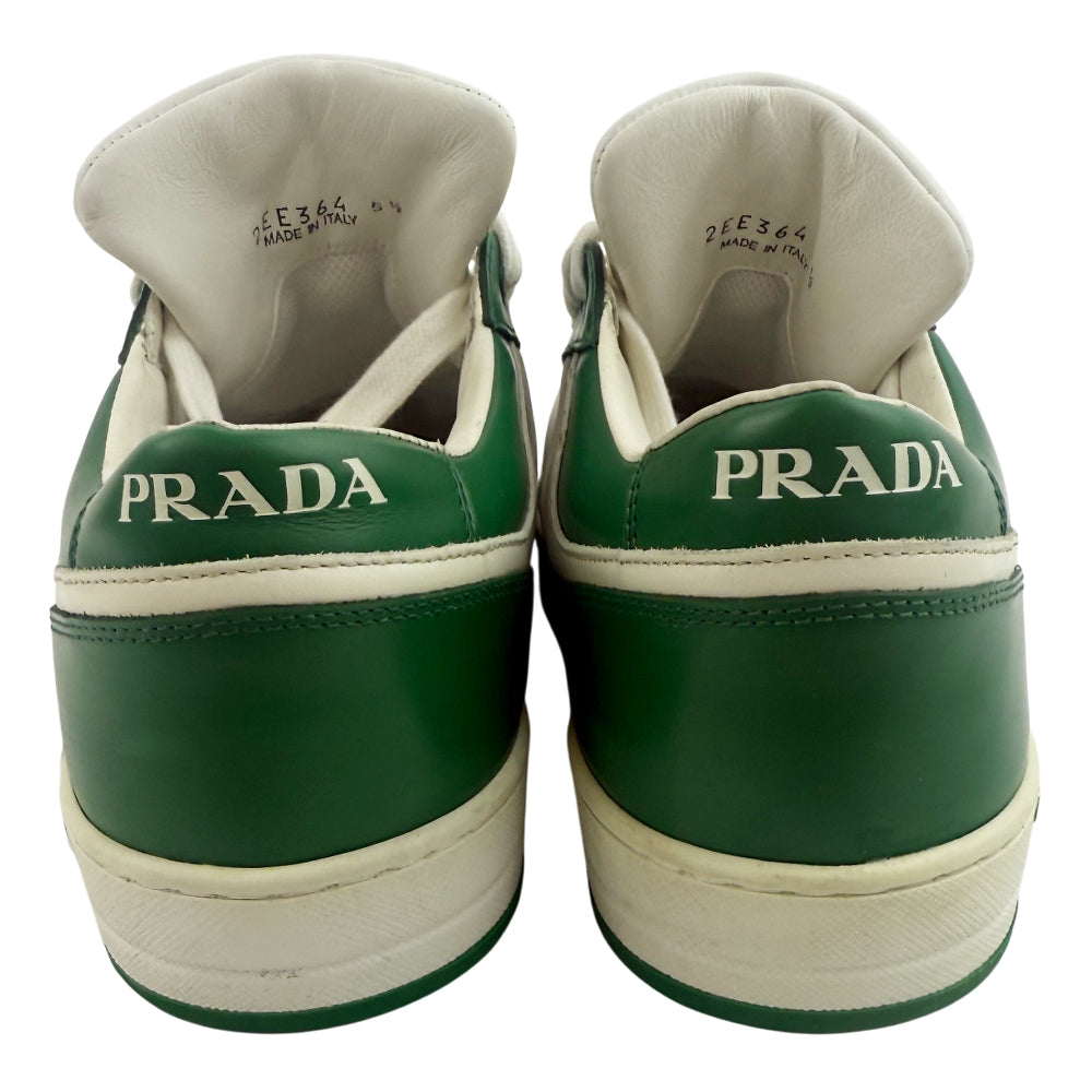 PRADA Downtown White & Green Leather Trainers Size 6 LHQ1363