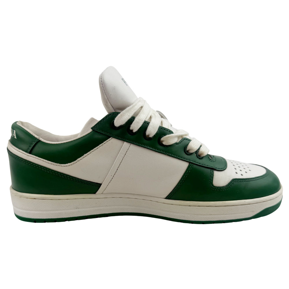 PRADA Downtown White & Green Leather Trainers Size 6 LHQ1363