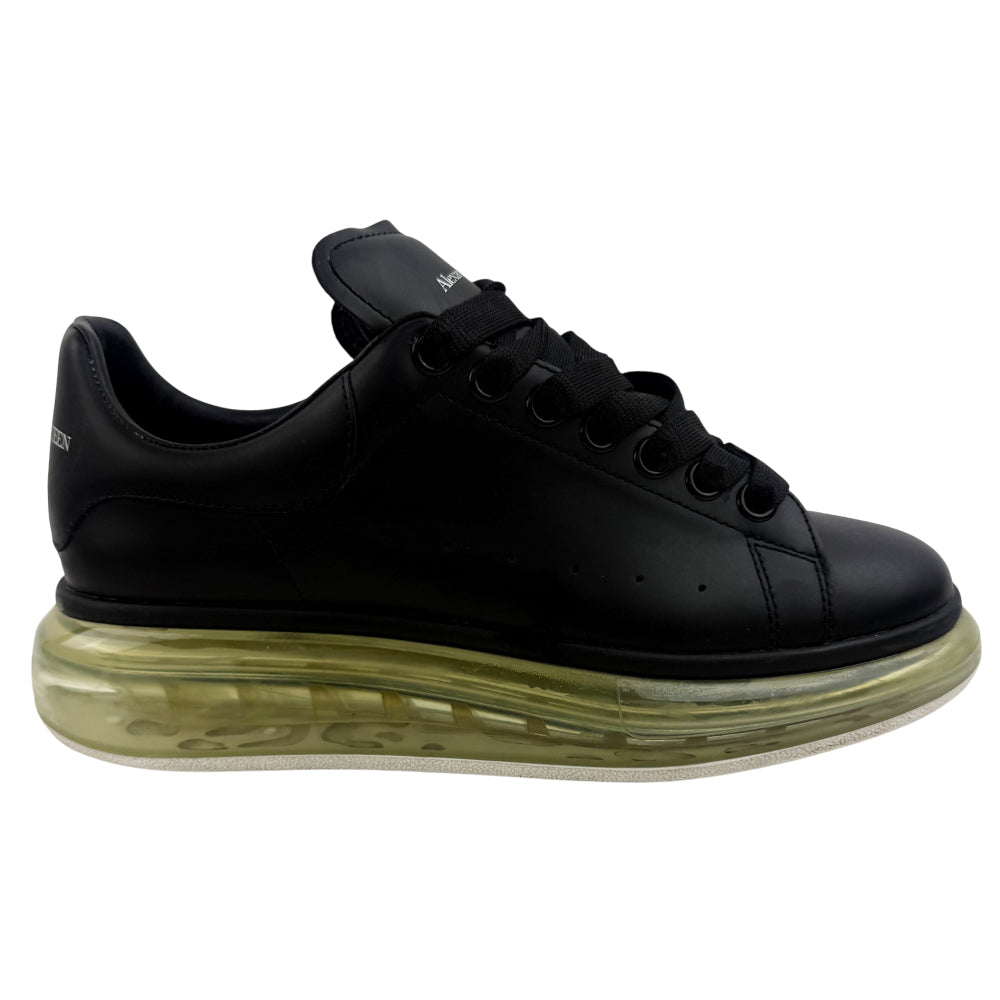 ALEXANDER McQUEEN Black Leather Clear Sole Trainers Size 6 LHQ1368