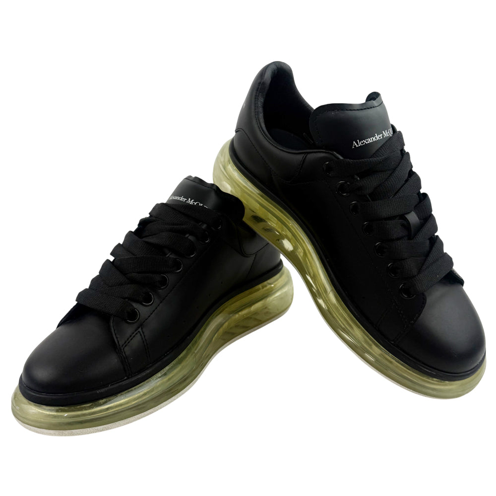 ALEXANDER McQUEEN Black Leather Clear Sole Trainers Size 6 LHQ1368