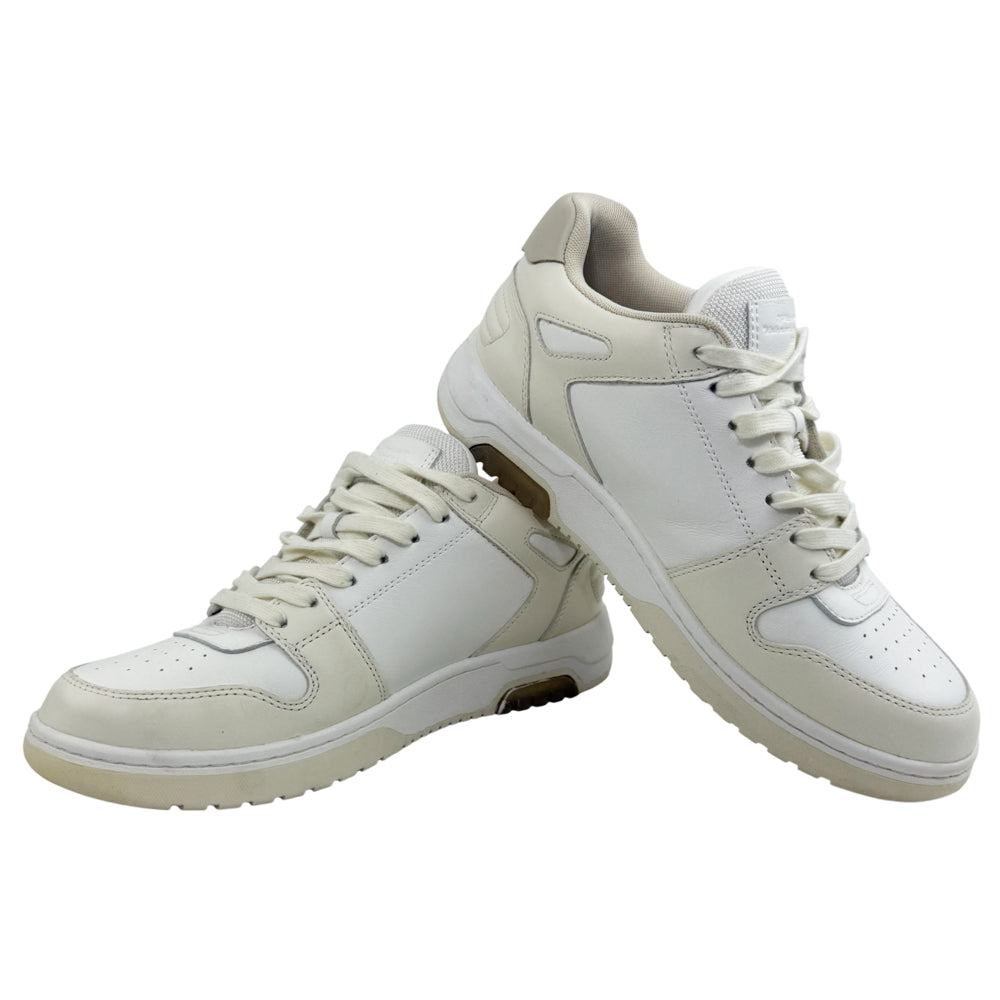 OFF WHITE Out Of Office Cream & Beige Leather Trainers Size 7 LHQ1370