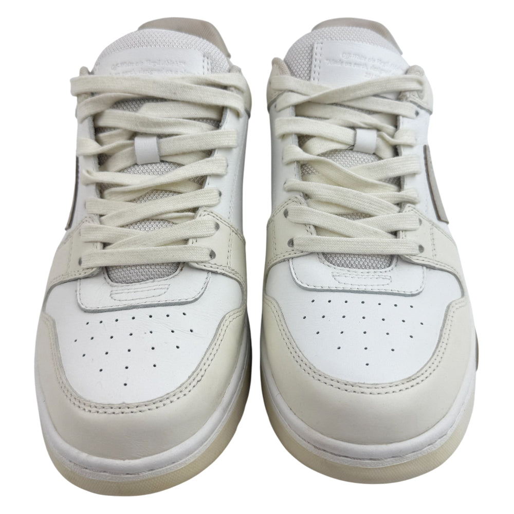 OFF WHITE Out Of Office Cream & Beige Leather Trainers Size 7 LHQ1370