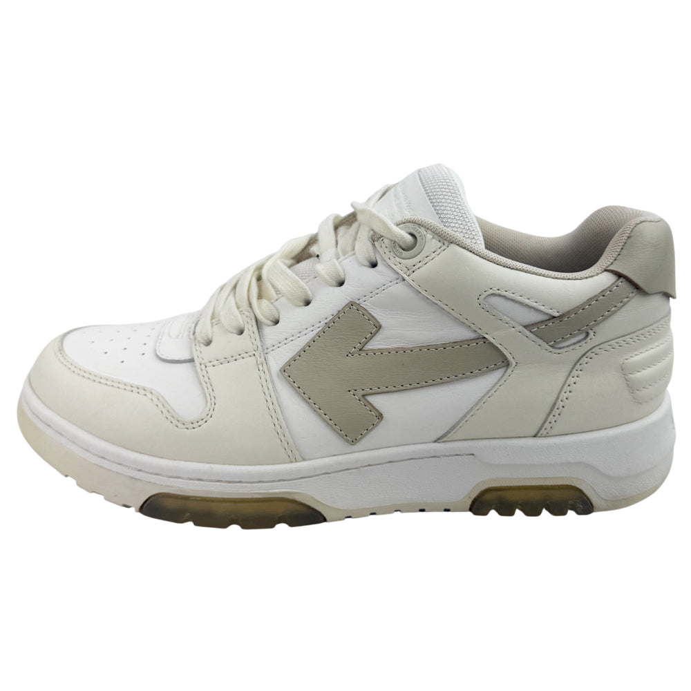 OFF WHITE Out Of Office Cream & Beige Leather Trainers Size 7 LHQ1370