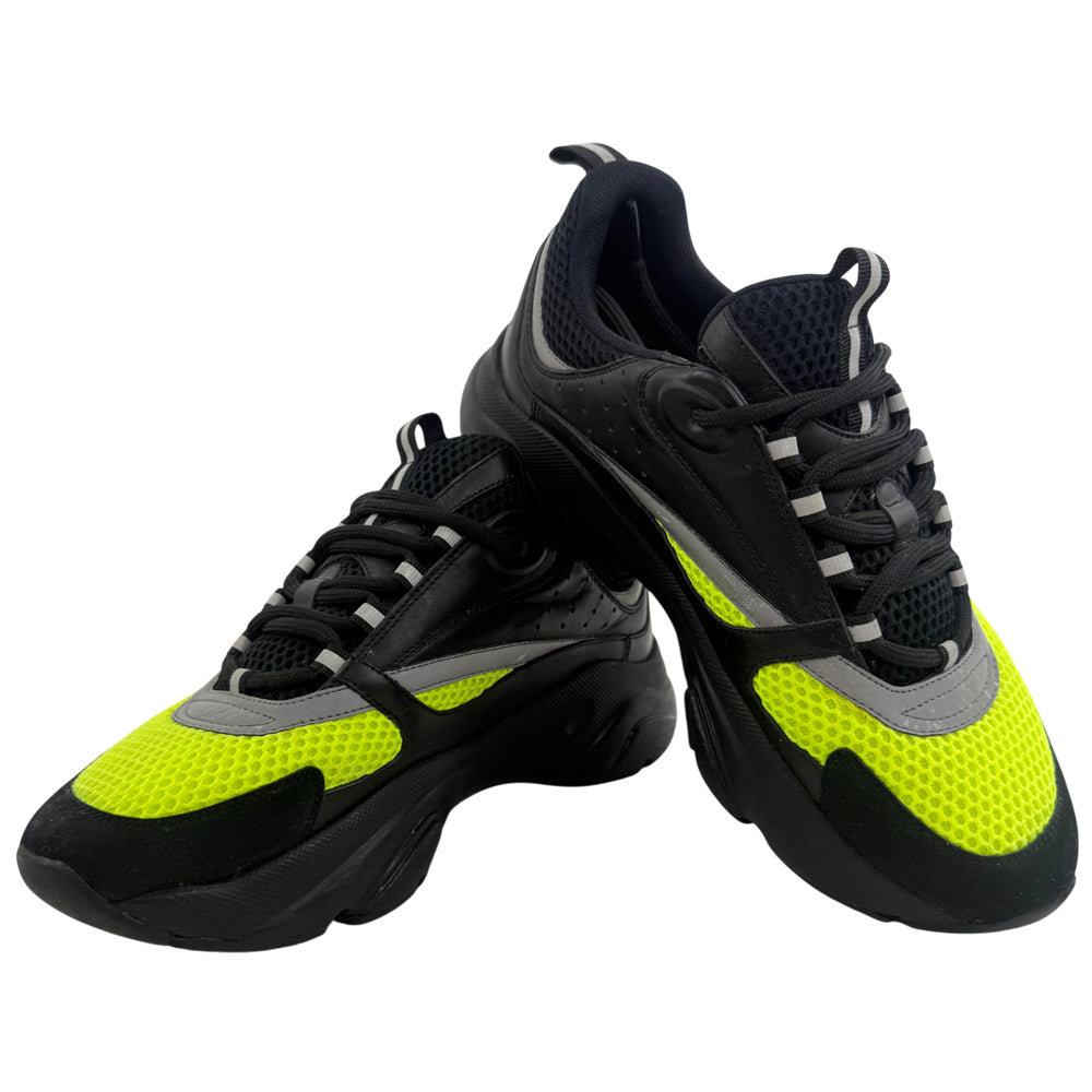 CHRISTIAN DIOR B22 Black & Yellow Canvas Trainers Size 7 LHQ1373