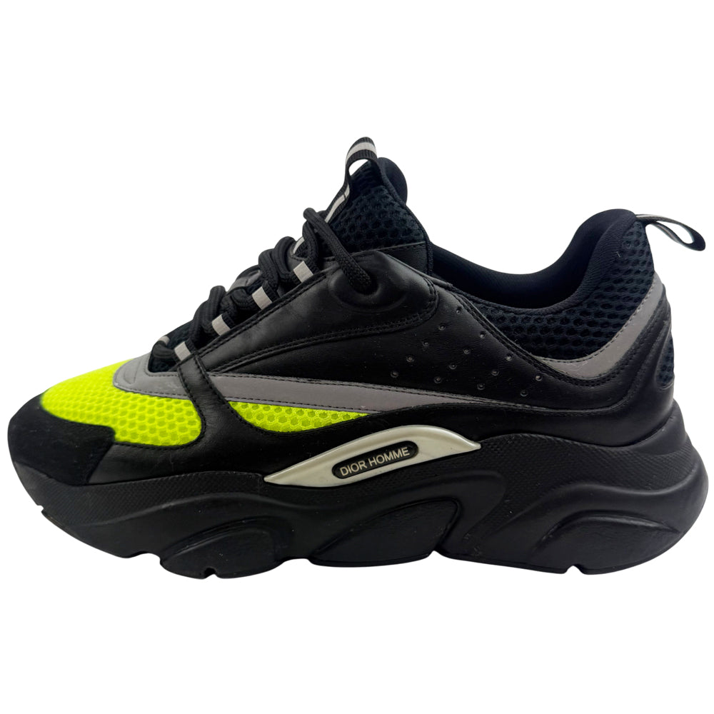 CHRISTIAN DIOR B22 Black & Yellow Canvas Trainers Size 7 LHQ1373