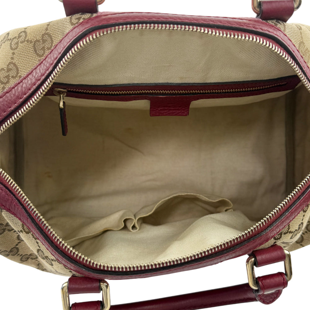 GUCCI Sherry Line GG Supreme Pink Boston Shoulder Bag With Strap LHQ1405