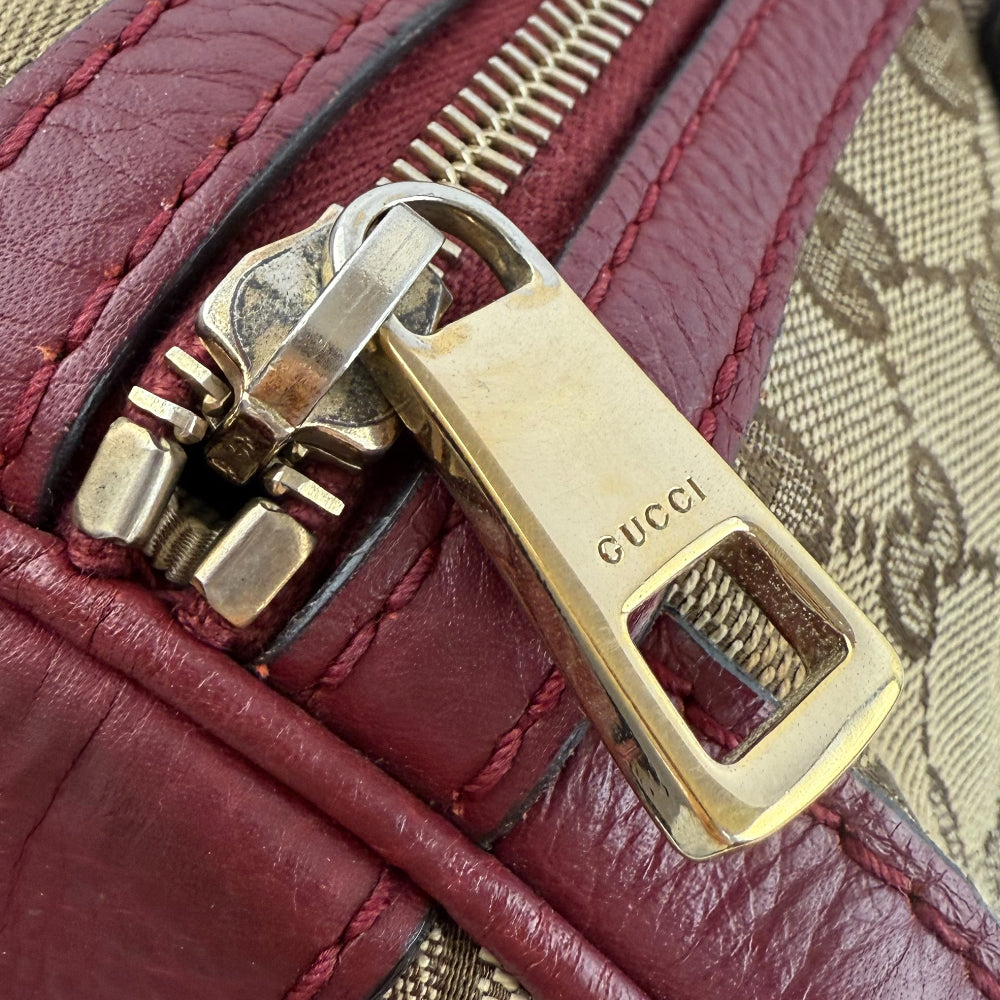 GUCCI Sherry Line GG Supreme Pink Boston Shoulder Bag With Strap LHQ1405