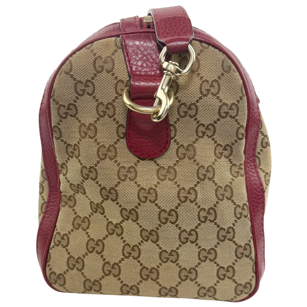 GUCCI Sherry Line GG Supreme Pink Boston Shoulder Bag With Strap LHQ1405