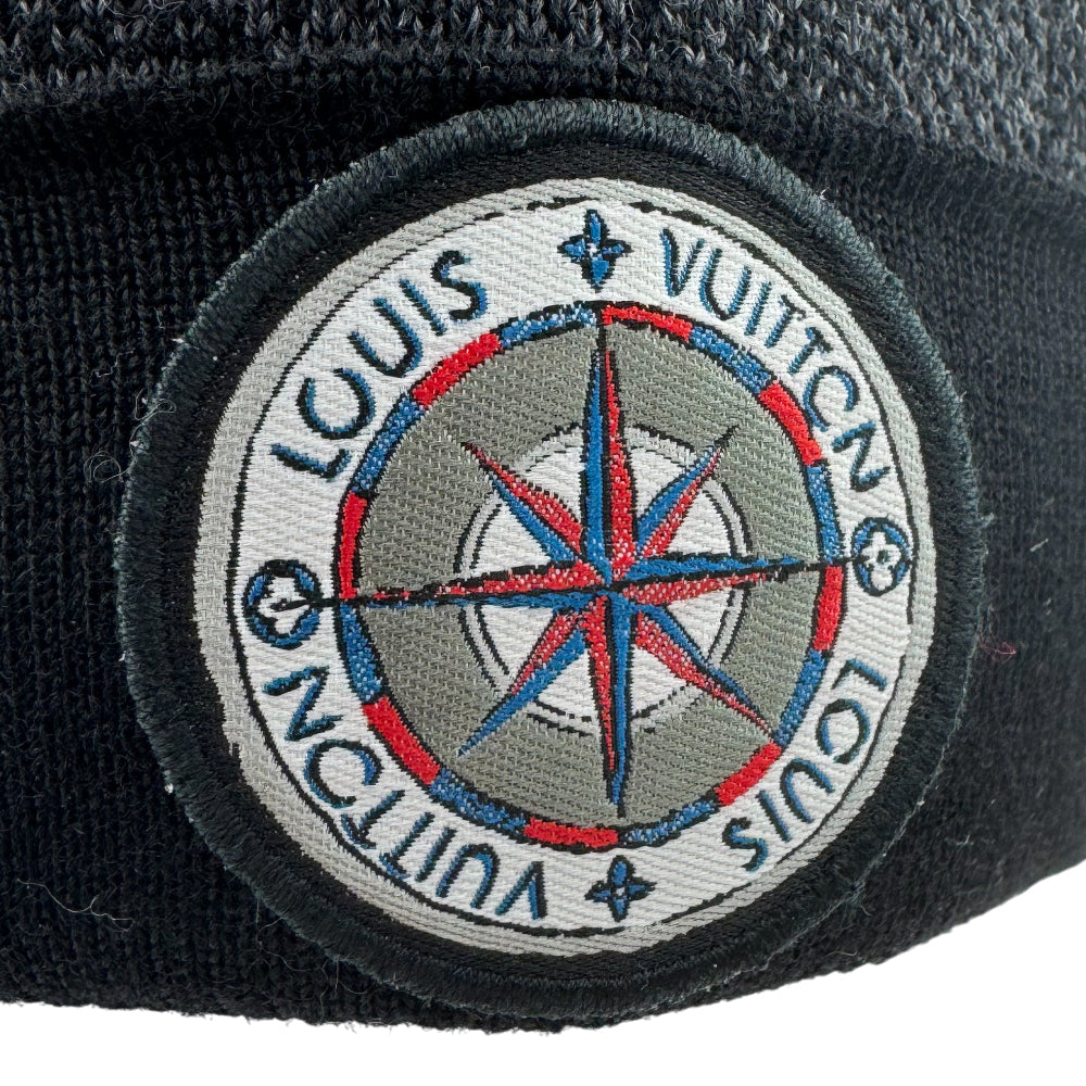 LOUIS VUITTON Black Compass Beanie Hat LHQ1415
