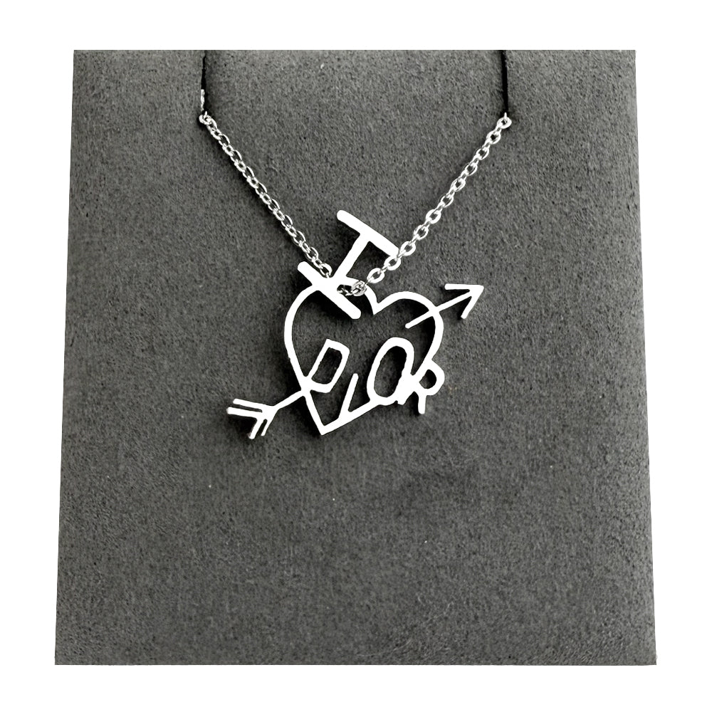 CHRISTIAN DIOR Heart & Arrow Silver Necklace LHQ1422