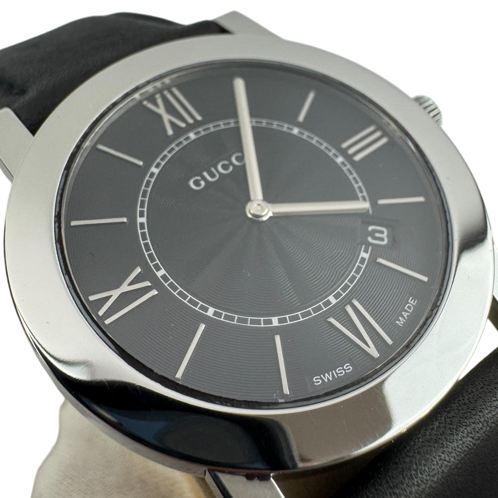 GUCCI Mens Silver & Black Watch LHQ1423