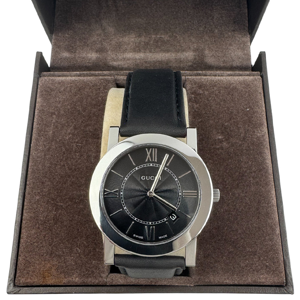 GUCCI Mens Silver & Black Watch LHQ1423