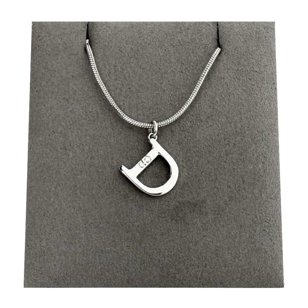 CHRISTIAN DIOR D Silver Necklace LHQ1424