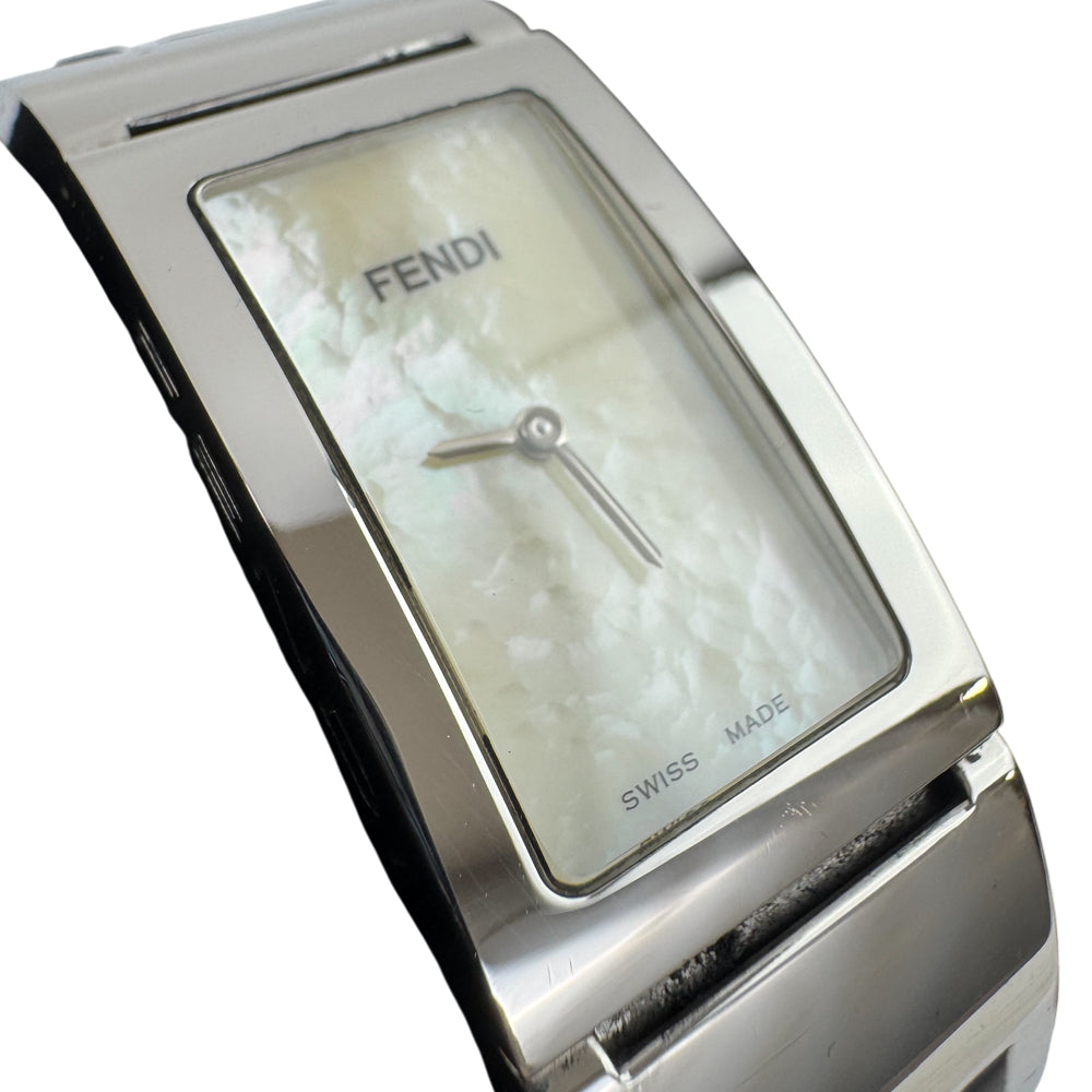 FENDI Silver Pearl Dial Stainless Steel Bangle Watch LHQ1444